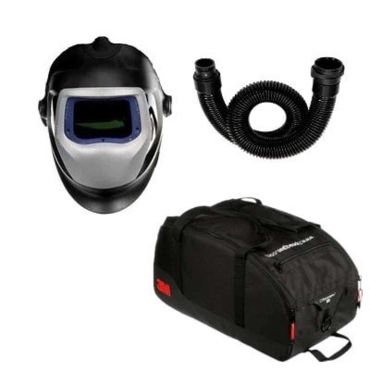 3M™ Speedglas™ 9100 Air mit Schweißfilter 9100XX und Adflo™ Gebläseatemschutz, TH2, H567725, inkl. QRS-Luftschlauch und Tasche, Schweißmaske mit Kopfband; Teile: [H567700 + H500015]