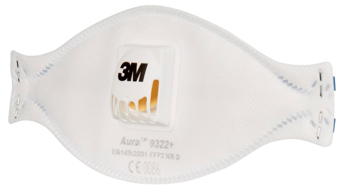 3M™ Aura™ Atemschutzmaske 9322+ FFP2 NR D mit Cool-Flow Ausatemventil, Industrievariante, Hygienisch einzelverpackt