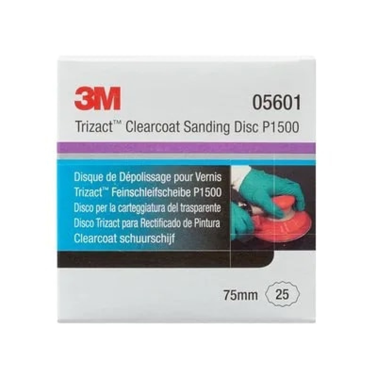 3M™ Trizact™ Hookit™ 471LA 05601, Ø 75 mm, P1500, Hellgrün, Kletthaftend, Feinschleifscheibe mit Aluminiumkorn