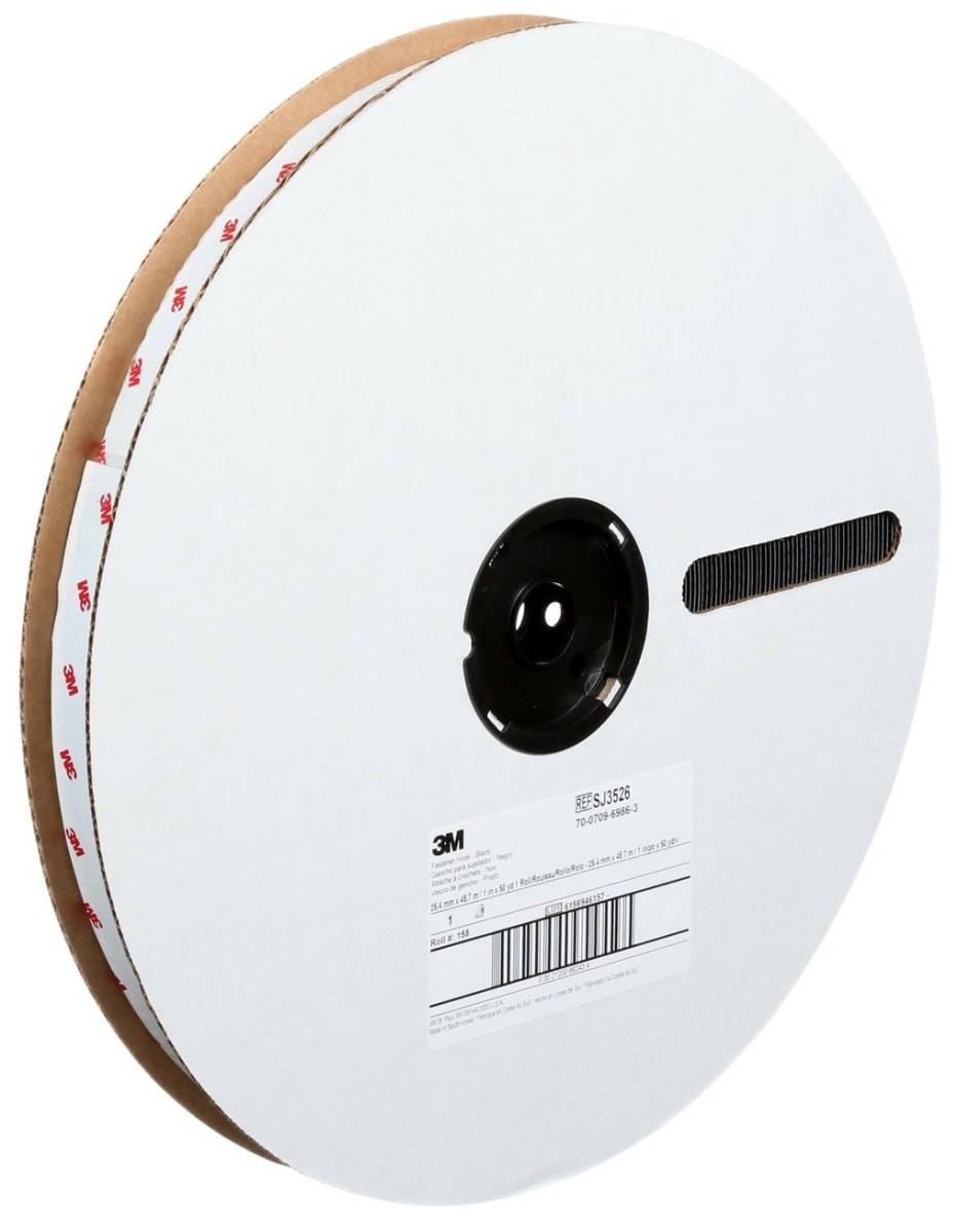 3M™ Scotchmate™ SJ3526, 25 mm x 45,7 m, 4,4 mm, Schwarz, Hakenband mit hoher Soforthaftung