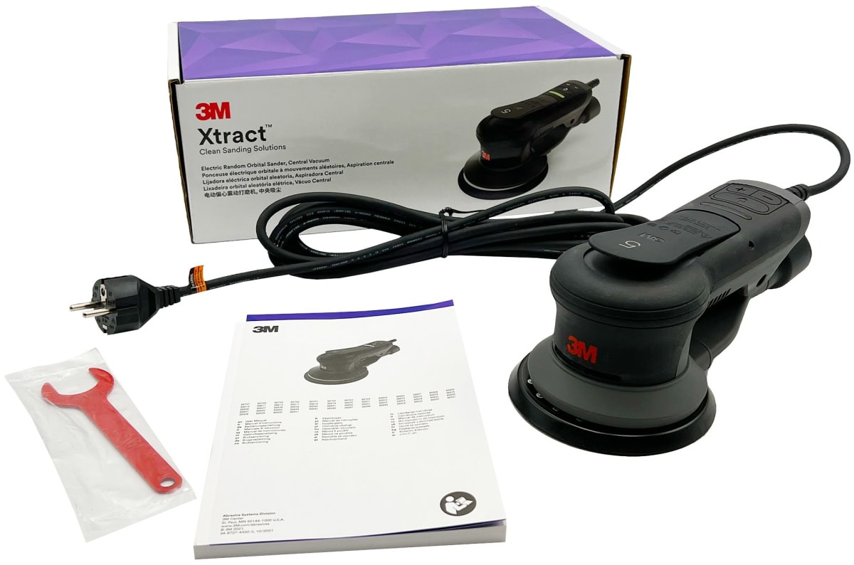 3M™ Xtract™ 88835, Elektro, Ø 125 mm, 5 mm Schleifhub, 5/16"-Gewinde, Zentralvakuum, 240V, 0,47 PS / 350 Watt, Externe Absaugung, Elektro Exzenterschleifer