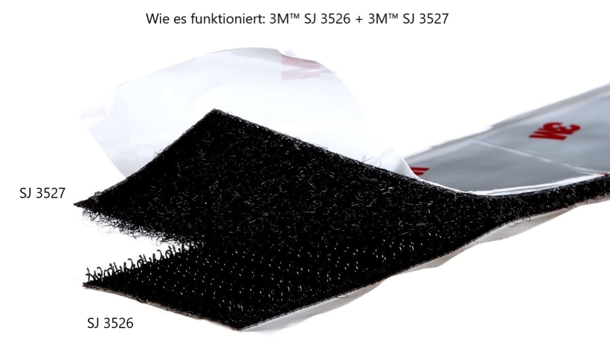 3M™ Scotchmate™ SJ3527, 25 mm x 45 m, 4,4 mm, Schwarz, Schlaufenband mit hoher Soforthaftung