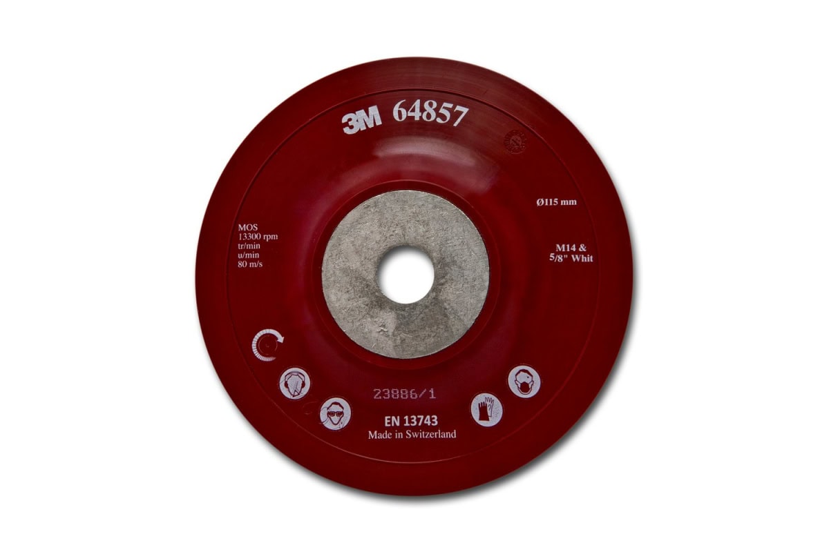 3M™ 64857, Ø 115 mm, M14 Gewinde, Flexibel, Glatt, Hochleistungs Fiberscheiben Stützteller, Verwendbar für alle Fiberscheiben