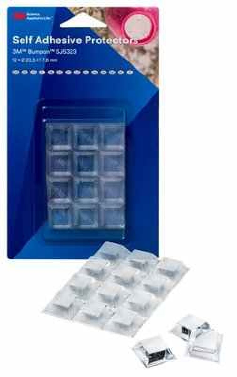 3M™ Bumpon™ SJ 5323 T BL, Ø 20,5 mm, H: 7,6 mm, Transparent, Elastikpuffer mit A-20 Acrylat, Klebstoff Mini-Pack mit 12 Stück