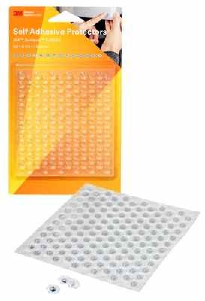 3M™ Bumpon™ SJ 6553 T BL, Ø 11 mm, H: 3,05 mm, Transparent, Soft Clear Version, Elastikpuffer mit R-25 Synthesekautschuk Klebstoff, Mini-Pack mit 132 Stück