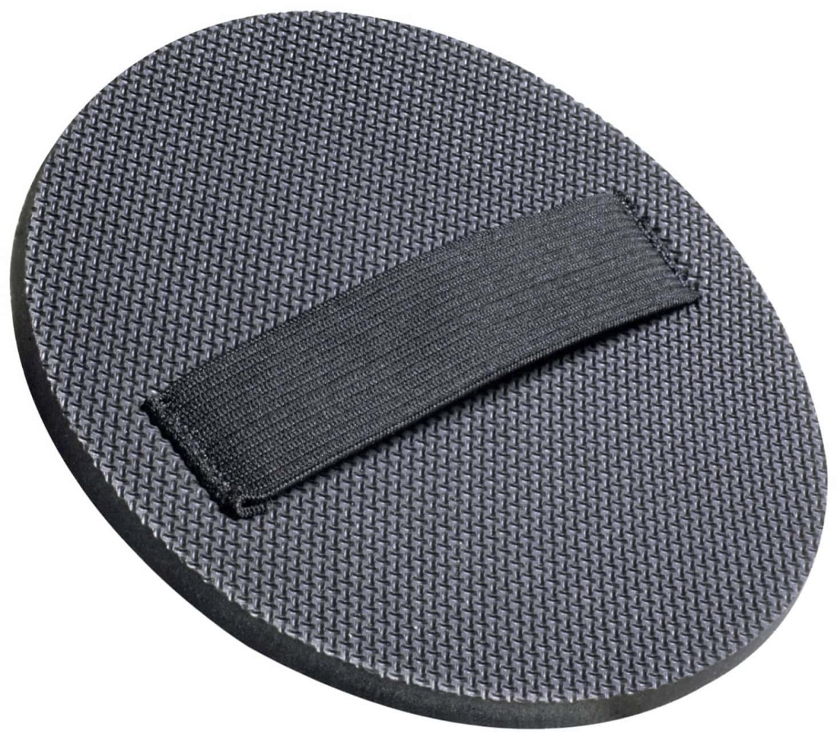 3M™ Hookit™ Handpad 05791, Ø 150 mm, 6 mm Dicke, Schwarz, Ungelocht, Kletthaftend, Handschleifteller mit Gummiband Lasche, Für Reinigungs- und Vorbereitungsarbeiten an Werkstücken
