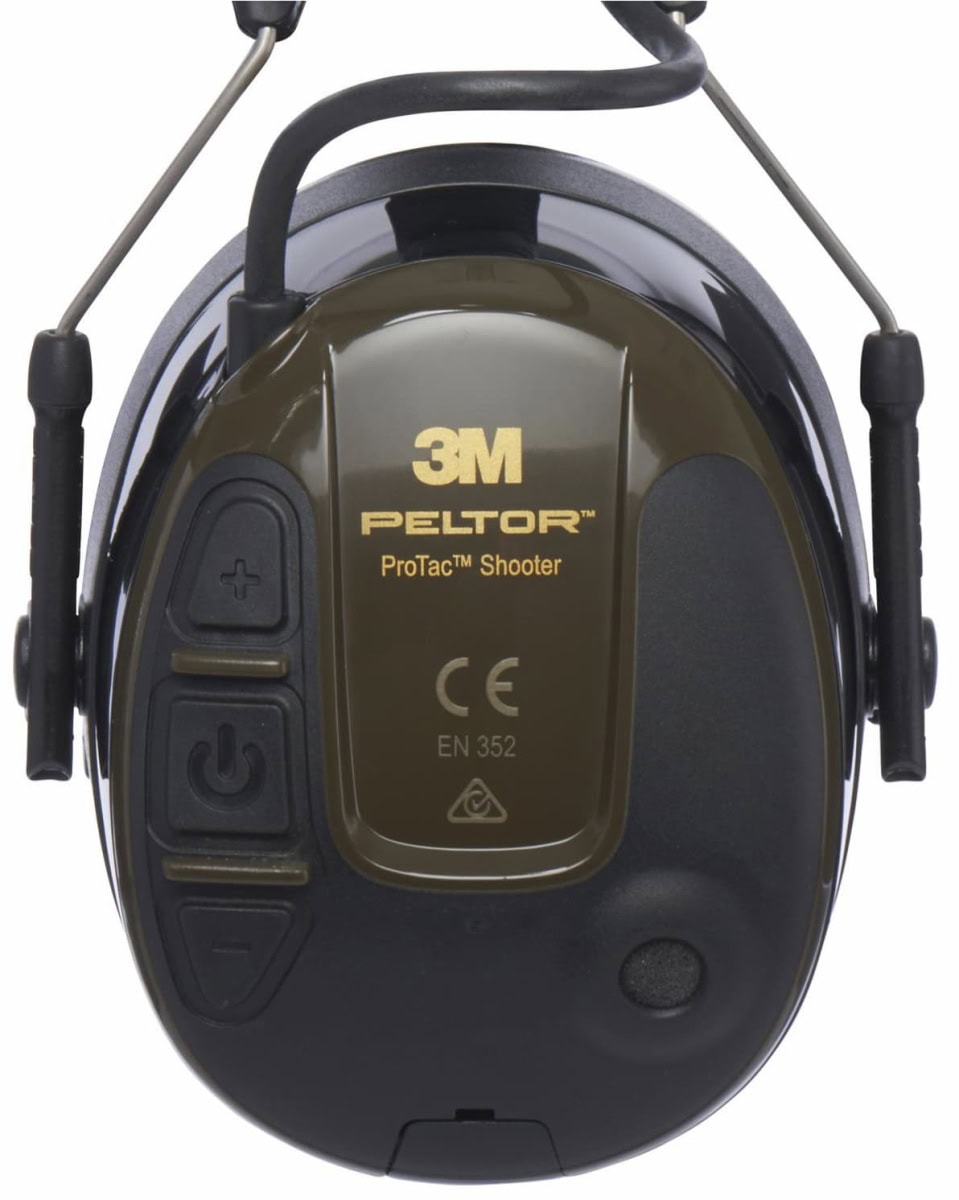 3M™ PELTOR™ ProTac™ Elektronischer Gehörschutz für Schützen MT13H223A, Kopfbügel, SNR = 32 dB / HML = 34/29/22 dB, Grün / Schwarz, Kopfhörer Funktion, Aktiver Kapselgehörschutz für den Einsatz auf dem Schießstand