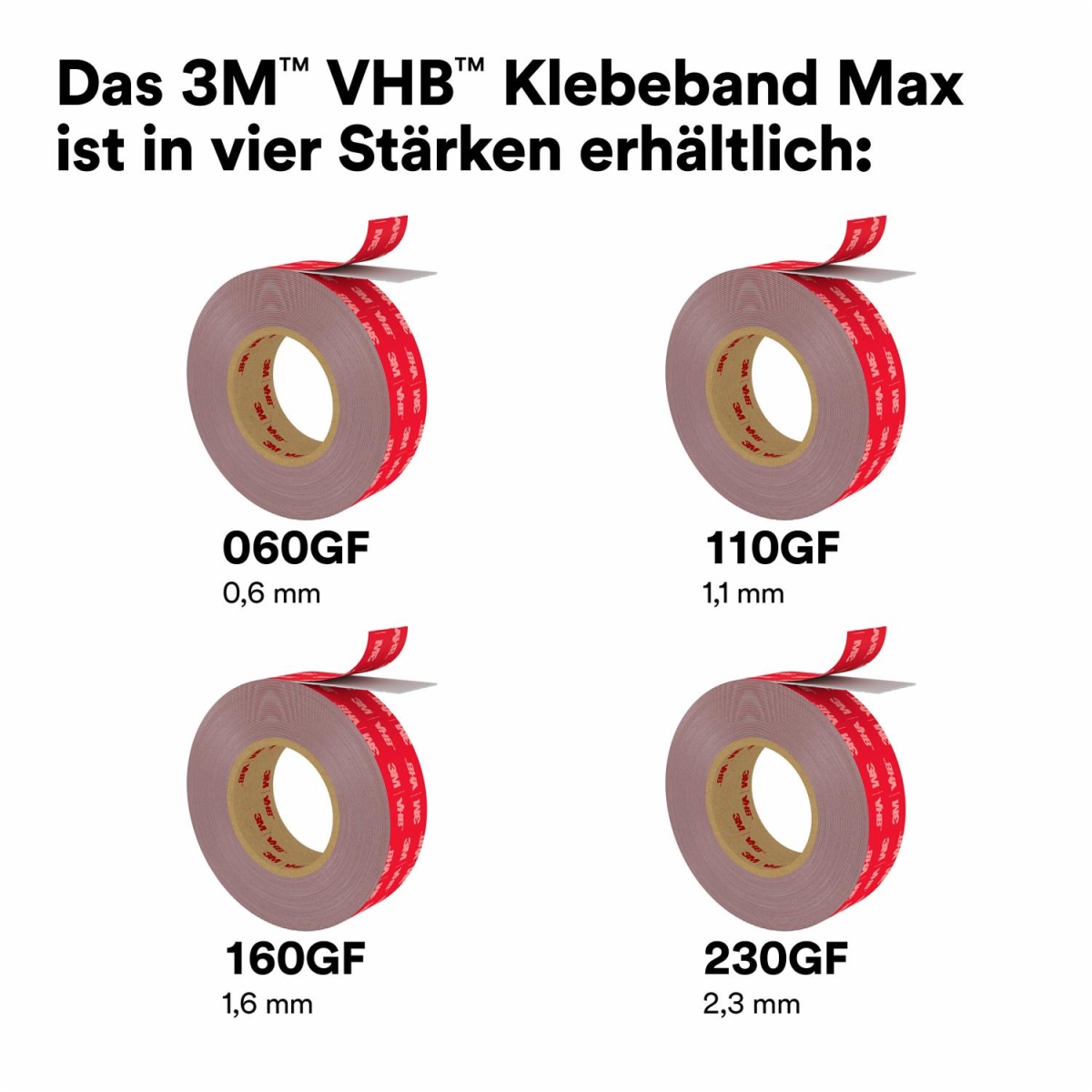 3M™ VHB™ MAX-230GF Doppelseitiges Klebeband MAX-230/1120/22, 1120 mm x 22 m, 2,3 mm, Grau, Folien Abdeckung, Für Seitenpaneele, Halterungen und Verkleidungen in Fahrzeugen, Geräten, Bau- und HVAC-Anwendungen