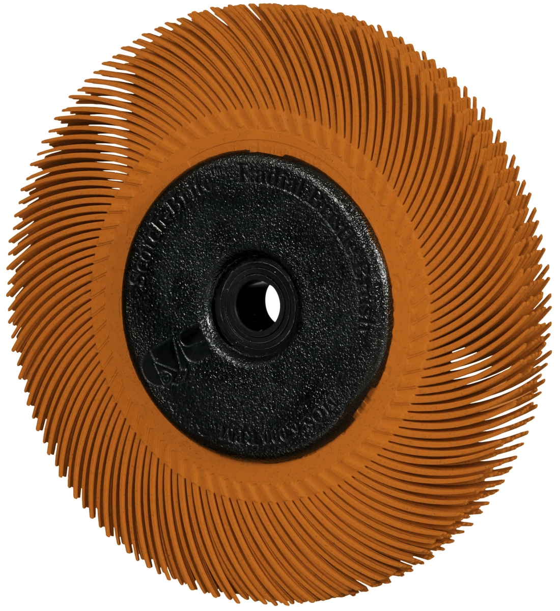 3M™ Scotch-Brite™ Präzisions Radialborstenbürste PN-RB 7100374843, Ø 150 mm x ø 12 mm, Breite: 25 mm, 80+, Typ A (Schräge Borsten), Mit Adapter, Orange, 6.000 U./Min., Für Reinigungs- und Entgratungsarbeiten