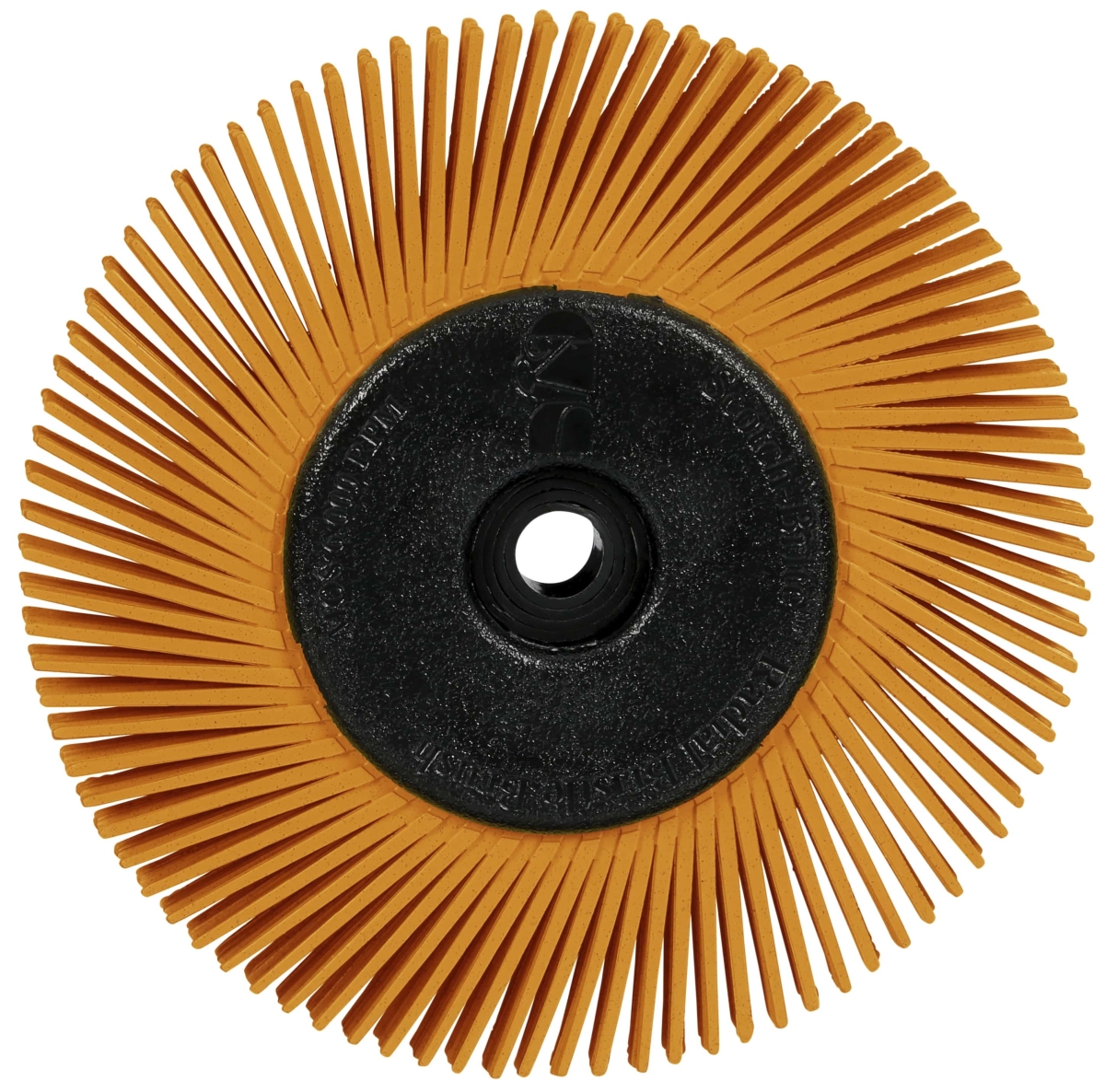 3M™ Scotch-Brite™ Präzisions Radialborstenbürste PN-RB 7100374843, Ø 150 mm x ø 12 mm, Breite: 25 mm, 80+, Typ A (Schräge Borsten), Mit Adapter, Orange, 6.000 U./Min., Für Reinigungs- und Entgratungsarbeiten