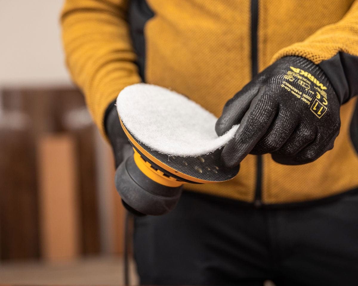 Mirka® Ölpads 8524102001, Ø 150 mm, Kein Schleifkorn, Weiß, Kletthaftend, Ölauflagen zum Ölen von Holzwerkstoffen