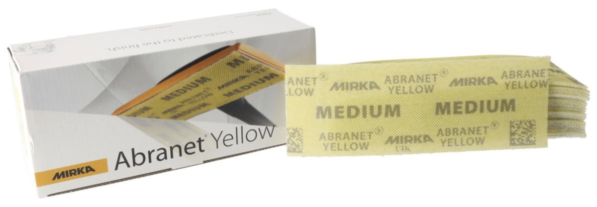 Mirka® Abranet Yellow AY17502025, 80 x 230 mm, Fein, P220, Gitternetz, Kletthaftend, PA Gitternetz Schleifstreifen mit Aluminiumkorn