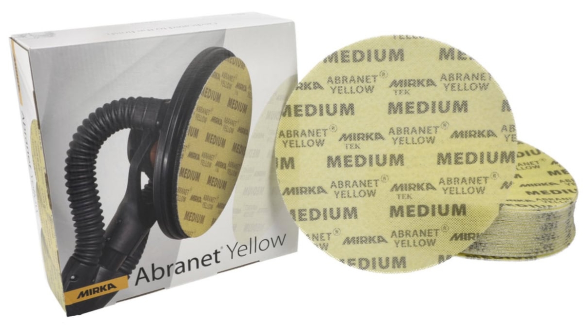 Mirka® Abranet Yellow AY22302025, Ø 225 mm, Fein, P220, Gitternetz, Kletthaftend, PA Gitternetz Schleifscheibe mit Aluminiumkorn