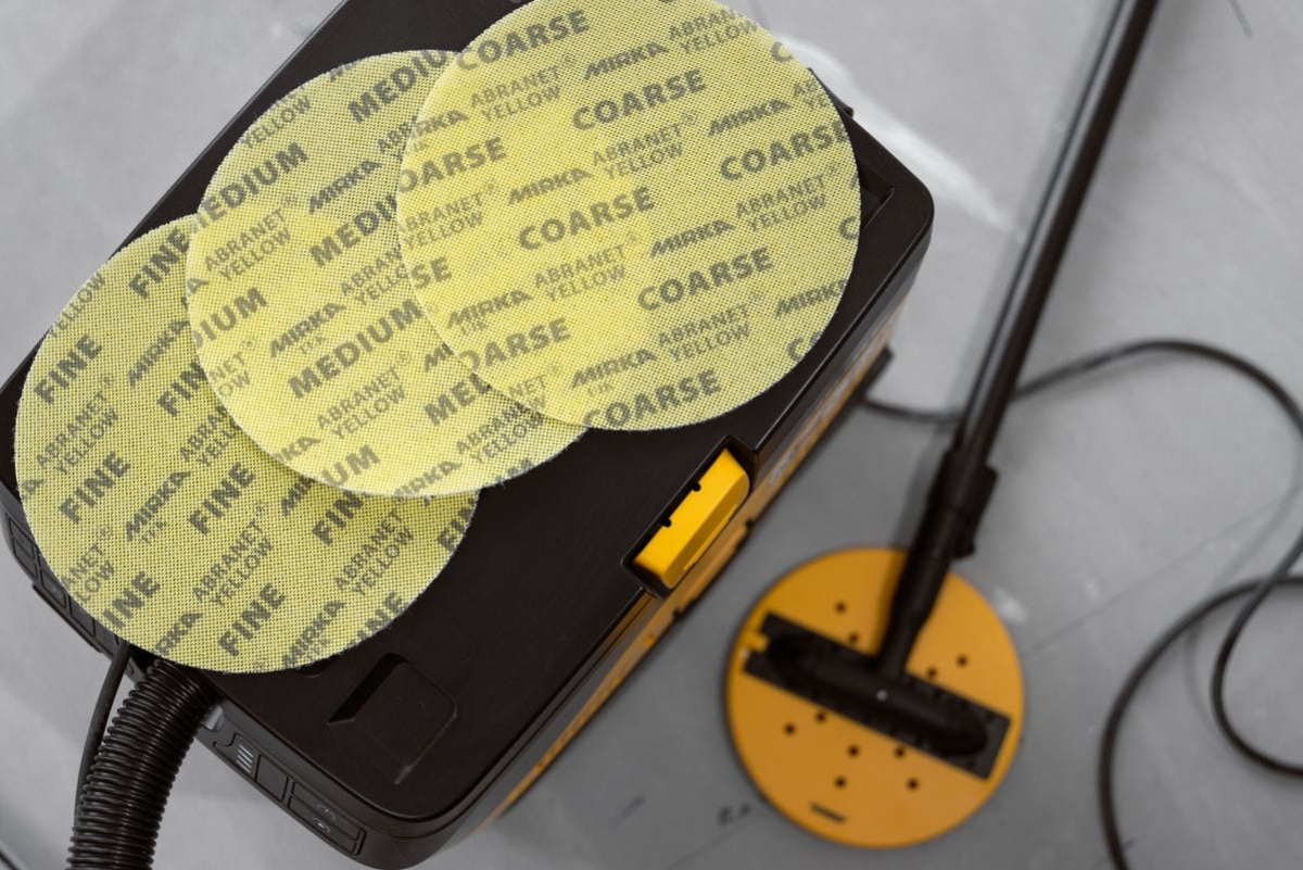 Mirka® Abranet Yellow AY22302080, Ø 225 mm, Grob, P80, Gitternetz, Kletthaftend, PA Gitternetz Schleifscheibe mit Aluminiumkorn