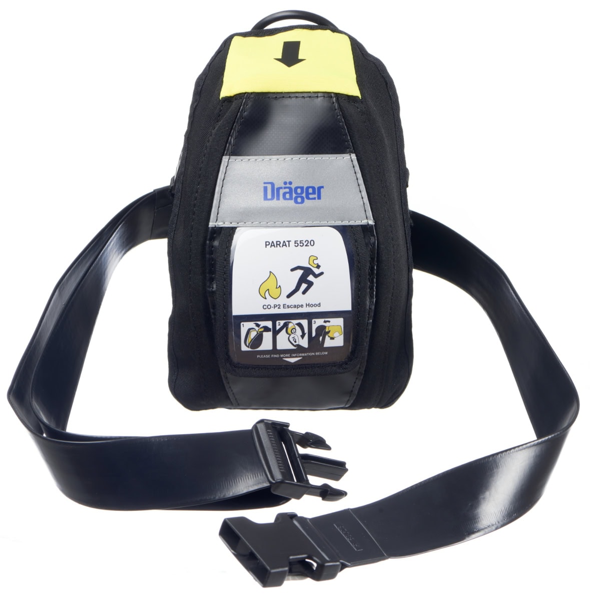 Dräger® PARAT® Kunststoff Hüftgurt R53026, Schwarz, Dekontaminierbar, Für Dräger® PARAT® 4720 / 4730 / 5520 / 5530 / 7520 / 7530 Fluchthauben, Zum Tragen des Soft Pack / Hard Case an der Hüfte