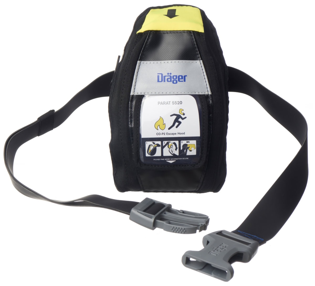 Dräger® PARAT® Anti Statischer Hüftgurt 3715595, Schwarz, Anti-Statisch (ESD), Für Dräger® PARAT® 4720 / 4730 / 5520 / 5530 / 7520 / 7530 Fluchthauben, Zum Tragen des Soft Pack / Hard Case an der Hüfte