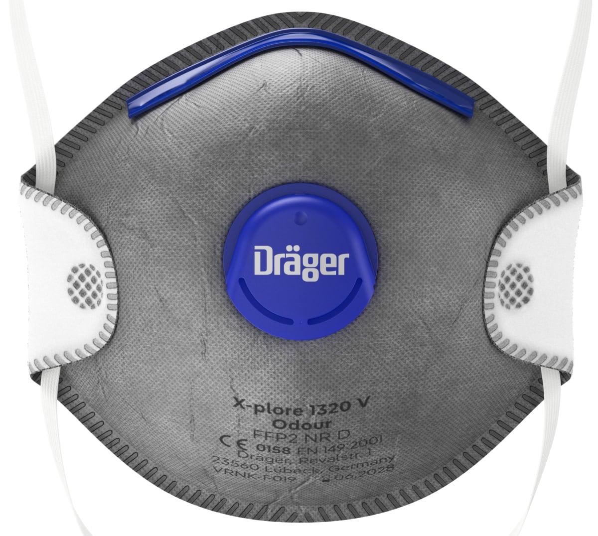 Dräger® X-plore® Vorgeformte Atemschutzmaske / Partikelmaske 1320 V Odour FFP2 NR D 3951215, Universalgröße, Hygienisch einzelverpackt, VarioFlex™ Kopfband, Mit Ausatemventil, Schützt effektiv gegen Feinstäube und Partikel