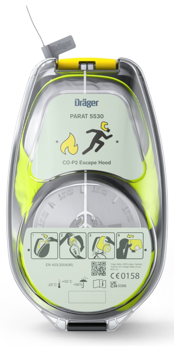 Dräger® PARAT® Piktogramme Aufkleber Set 3706207, Nachleuchtend, 10 Stück pro Packung, Für Dräger® PARAT®5530 Fluchthaube