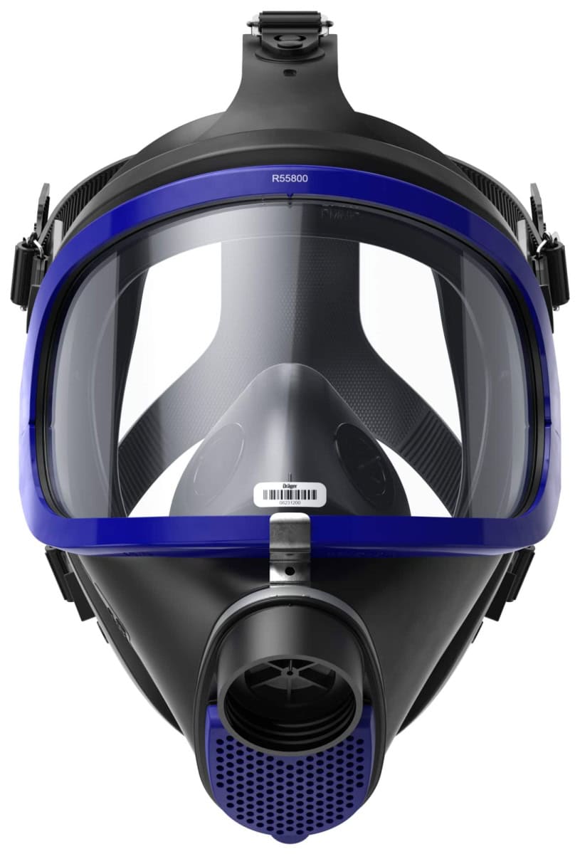 Dräger® X-plore® 6300 Gasmaske / Vollmaske R55800, Universalgröße, Kratz- & UV beständige PMMA Sichtscheibe, EPDM Maskenkörper, Blauer Kunststoffrahmen, RD40 Filteranschluss [NATO Standard], Für Industrieeinsatz