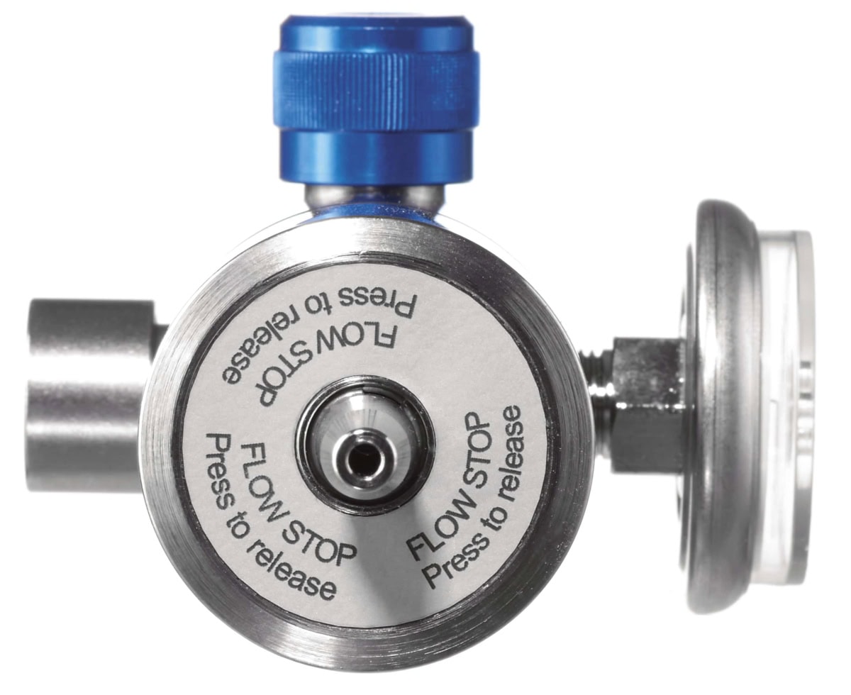 Dräger® Festdruck Regulierungsventil mit Flow Stop 8324251, Messing, Manuelles Ventil, 0,5 Liter/Min., Geeignet für nicht reaktive Gase, Für Dräger® X-Dock Station