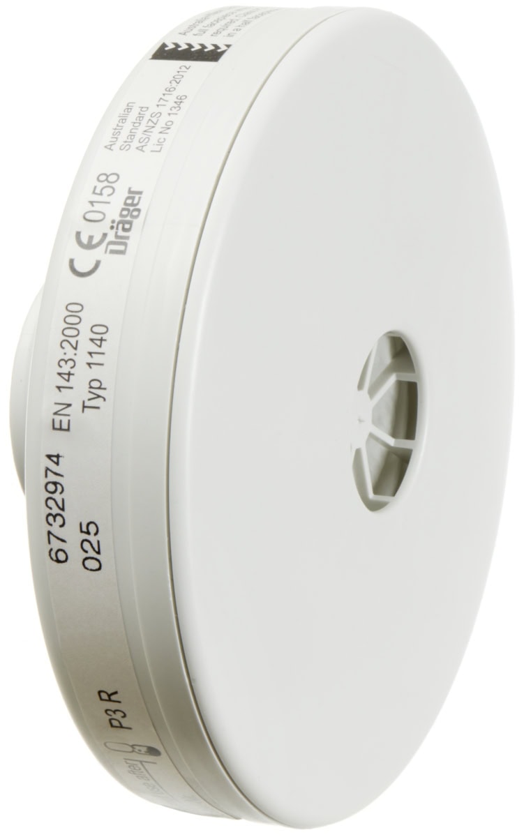 Dräger® X-plore® RD40 Partikelfilter 1140, 6738932, P3 R, Veraschbar, 40 mm Rundfilteranschluss [NATO Standard], Partikelfilter gegen feste & flüssige Partikel