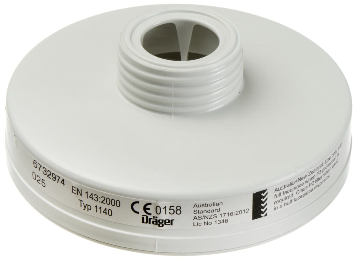 Dräger® X-plore® RD40 Partikelfilter 1140, 6738932, P3 R, Veraschbar, 40 mm Rundfilteranschluss [NATO Standard], Partikelfilter gegen feste & flüssige Partikel