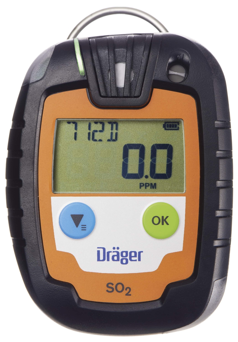 Dräger® Pac® 6000 Eingasmessgerät 8326323, Sensor: SO2, Zeitlimitiert, IP 68 Staub & Wasserdicht, Mobiles Gaswarngerät für Schwefeldioxid (SO2)