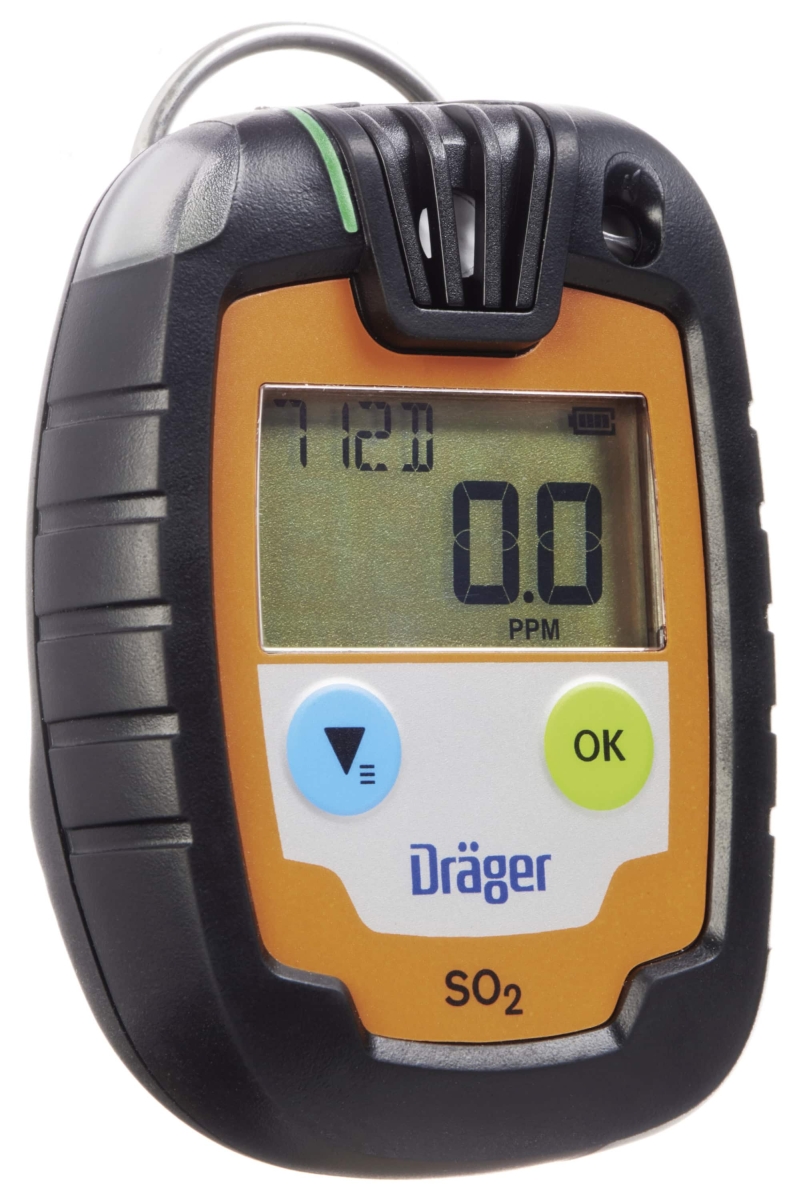 Dräger® Pac® 6000 Eingasmessgerät 8326323, Sensor: SO2, Zeitlimitiert, IP 68 Staub & Wasserdicht, Mobiles Gaswarngerät für Schwefeldioxid (SO2)