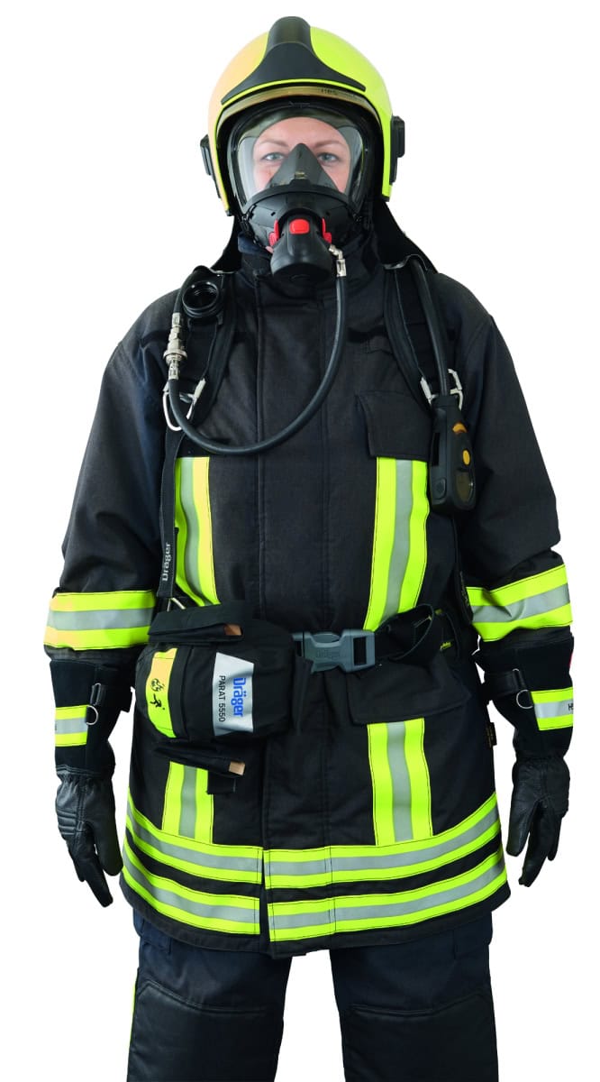 Dräger® PARAT® 5550 Brand Fluchthaube R59445, CO P2 Kombi Filter für mind. 15 Min. Schutz, Fire Pouch, Universalgröße, Brand Fluchthaube zum Schutz gegen toxische Brandgase, Dämpfe und Partikel