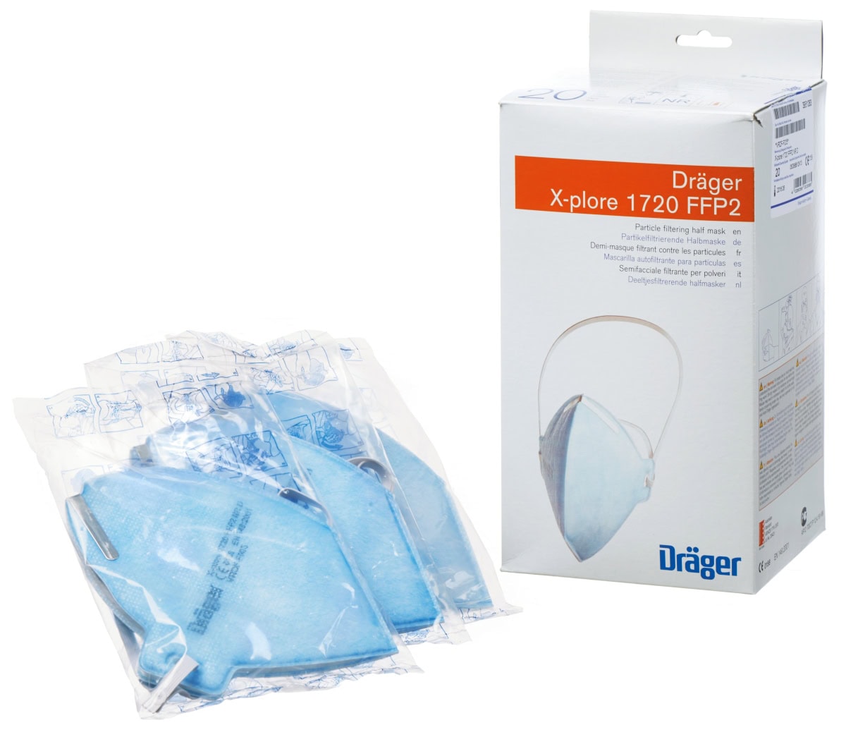 Dräger® X-plore® 1720 FFP2 NR D 3951083, Hygienisch einzelverpackt, Wirksamer Schutz gegen Feinstäube und Partikel bei hohem Tragekomfort
