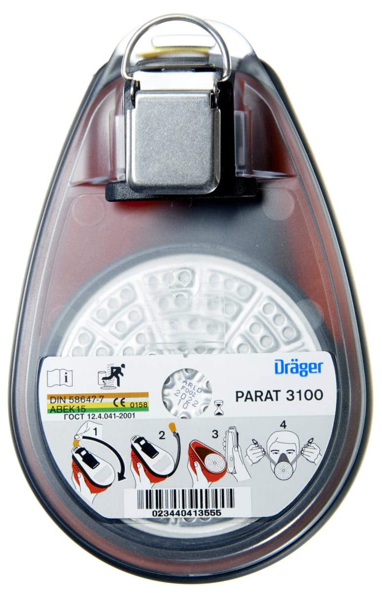 Dräger® PARAT® 3000 Krokodilklemme 3704420, Mit zusätzlichem Schlaufen Haken, Zur Befestigung von Dräger® PARAT® 3000 Fluchtgeräten