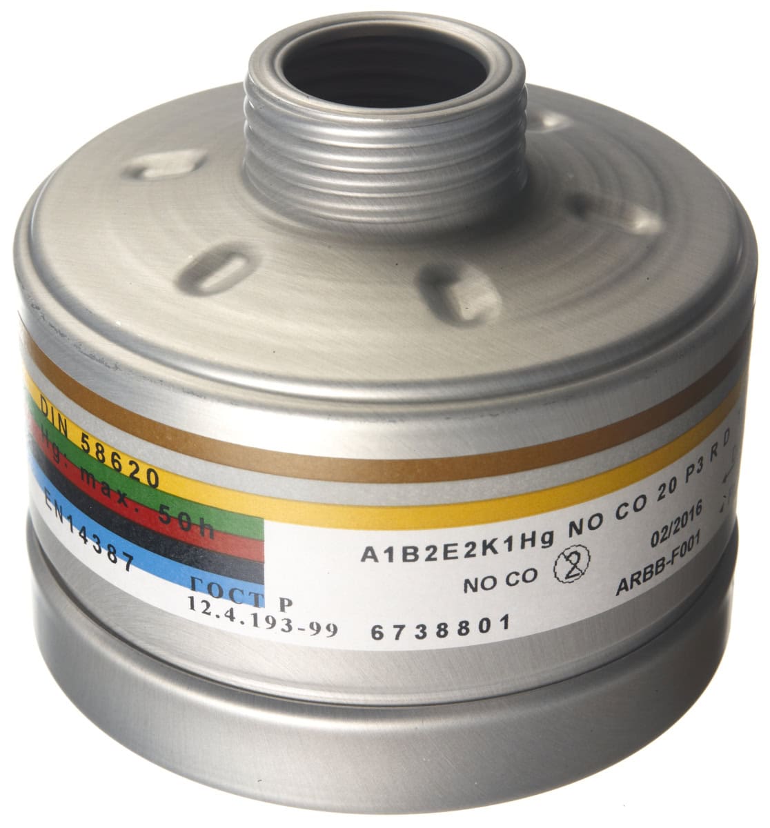 Dräger® X-plore® RD40 Kombi Filter 1140, 6738801, A2B2E2K1 Hg NO CO 20 P3 NR D, 40 mm Rundfilteranschluss [NATO Standard], Kombinationsfilter gegen organische-, anorganische-, saure Gase & Dämpfe + Ammoniak, org. Ammoniakderivate, Hg, NO, CO20 + Partikel
