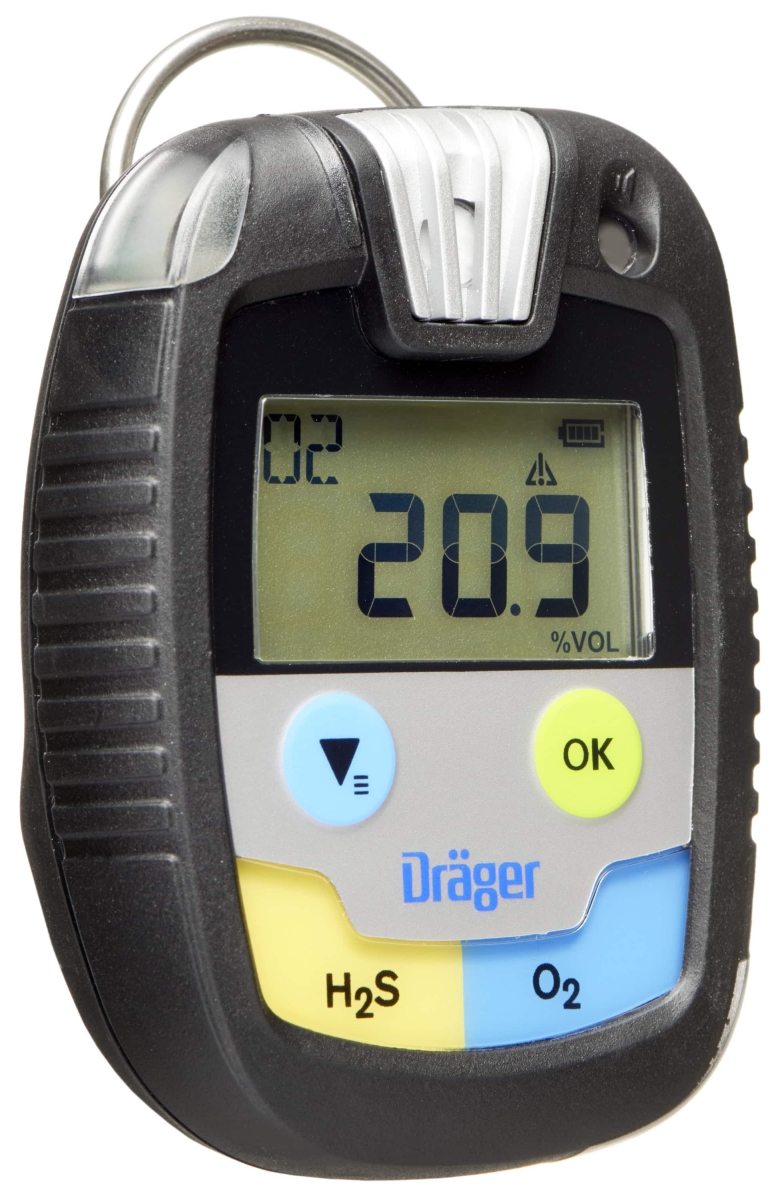 Dräger® Pac® 8500 2-in Eingasmessgerät 3702251, Dual Sensor: H2S / O2, IP 68 Staub & Wasserdicht, Mobiles Gaswarngerät für Schwefelwasserstoff (H2S) und Sauerstoff (O2)
