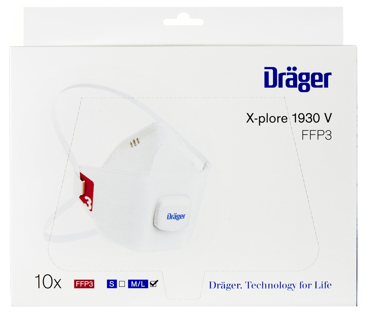 Dräger® X-plore® 1930 FFP3 NR D Atemschutzmaske / Partikelmaske 3951930, Größe M/L, Ideal für Brillenträger, Hygienisch einzelverpackt, Wirksamer Schutz gegen Stäube und Partikel bei hohem Tragekomfort