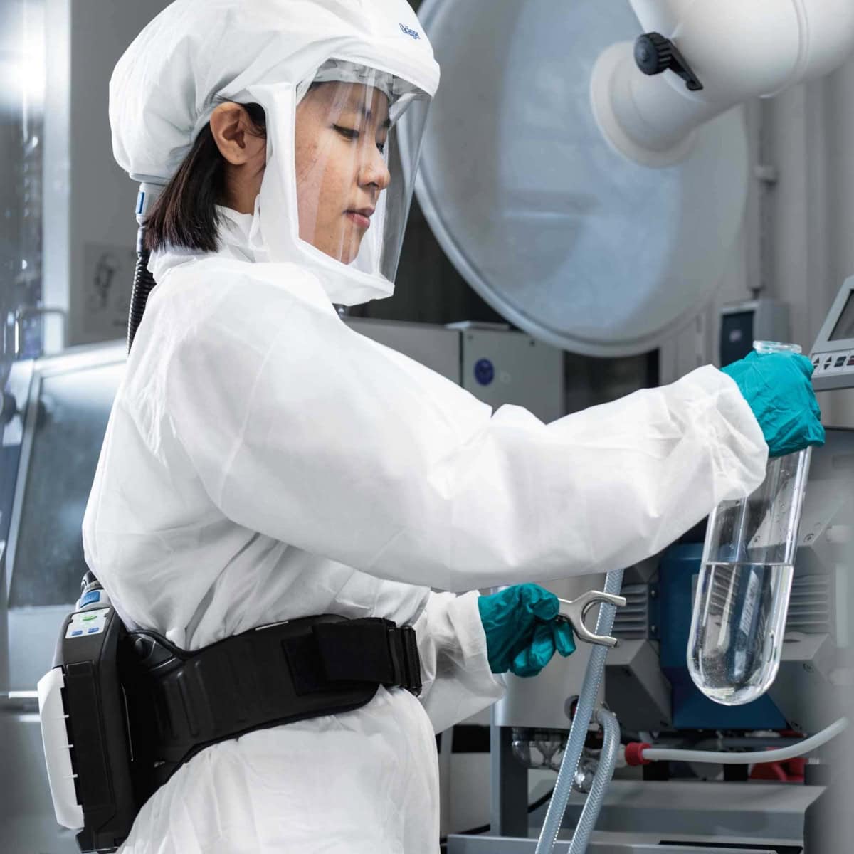Dräger® X-plore® 8000 Standardhaube R59800, Kurz, Größe S/M, TH3, 3B, Haube (PP/PE), Visier (PC), Weiß, inkl. Kopfhalterung und textiler Halsabdichtung