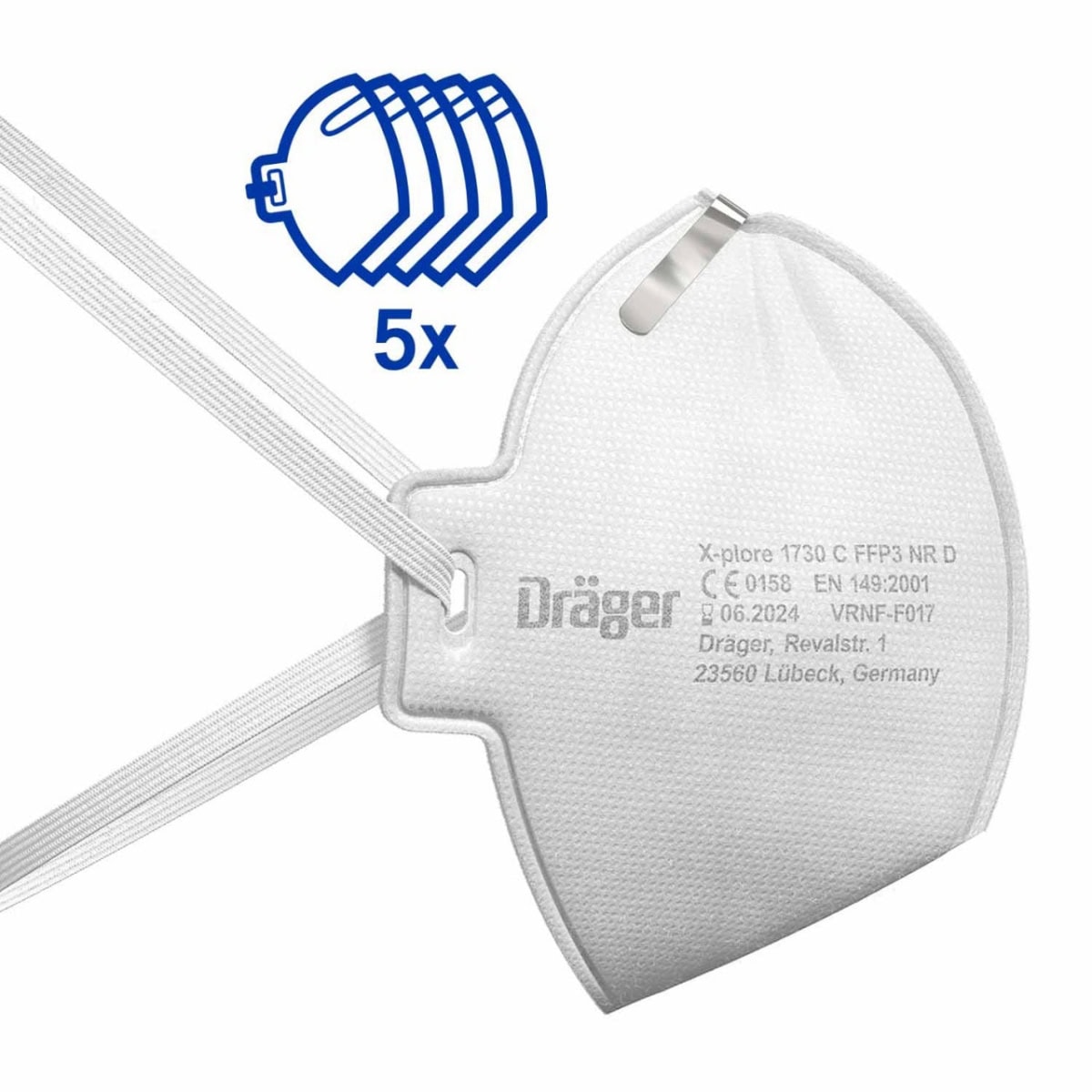 Dräger® X-plore® 1730 FFP3 NR D 3951086, Hygienisch einzelverpackt, Wirksamer Schutz gegen Feinstäube und Partikel bei hohem Tragekomfort