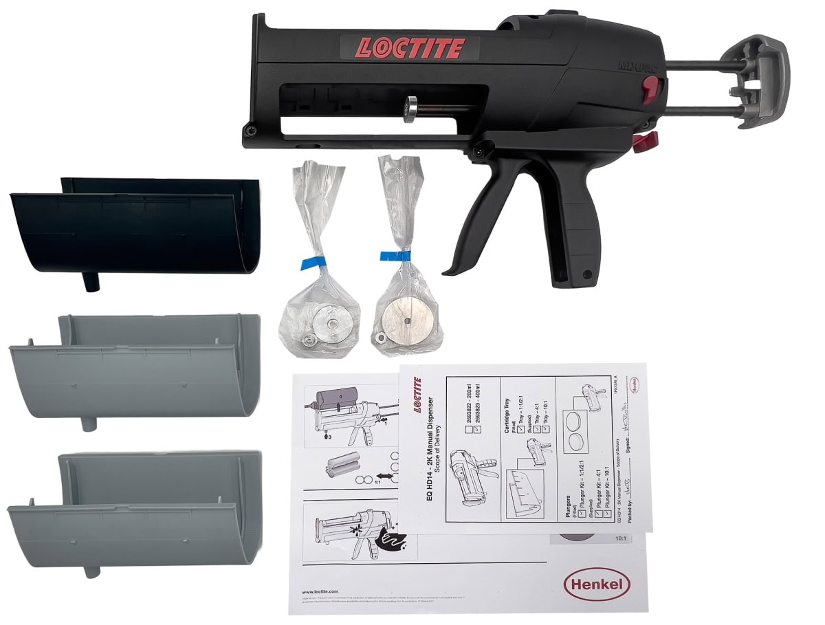 Henkel™ Loctite® Mechanisches 2K Auftragsgerät EQ HD 14, 2693823, 1:1 / 2:1 / 4:1 / 10:1, für 400 ml / 490 ml Kartuschen, inkl. Umbausätze für alle Mischungsverhältnisse