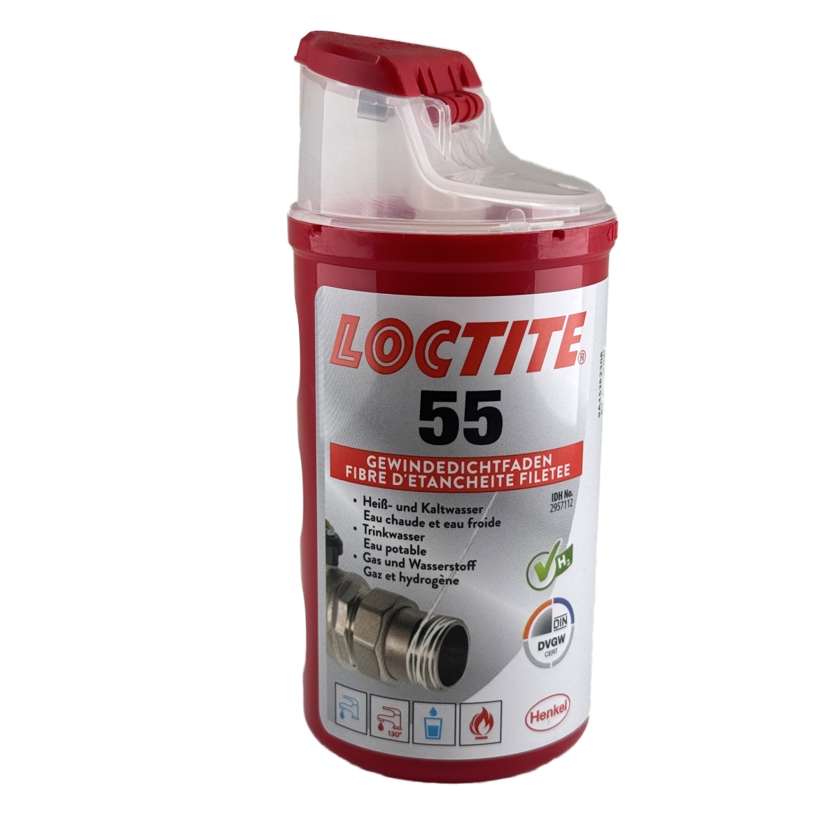 Henkel™ Loctite® 55 Gewindedichtfaden, 160 m, Hochfest, Weiß, 2957112 Für Gas, Heizung & Trinkwasser geeignet