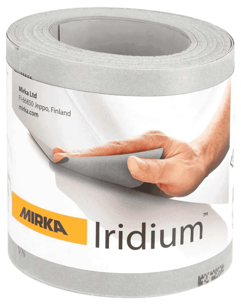 Mirka® Iridium® HS Schleifrolle 245BY00115, 115 mm x 25 m, P150, Ohne Haftung, Mit Keramik- und Aluminiumkorn