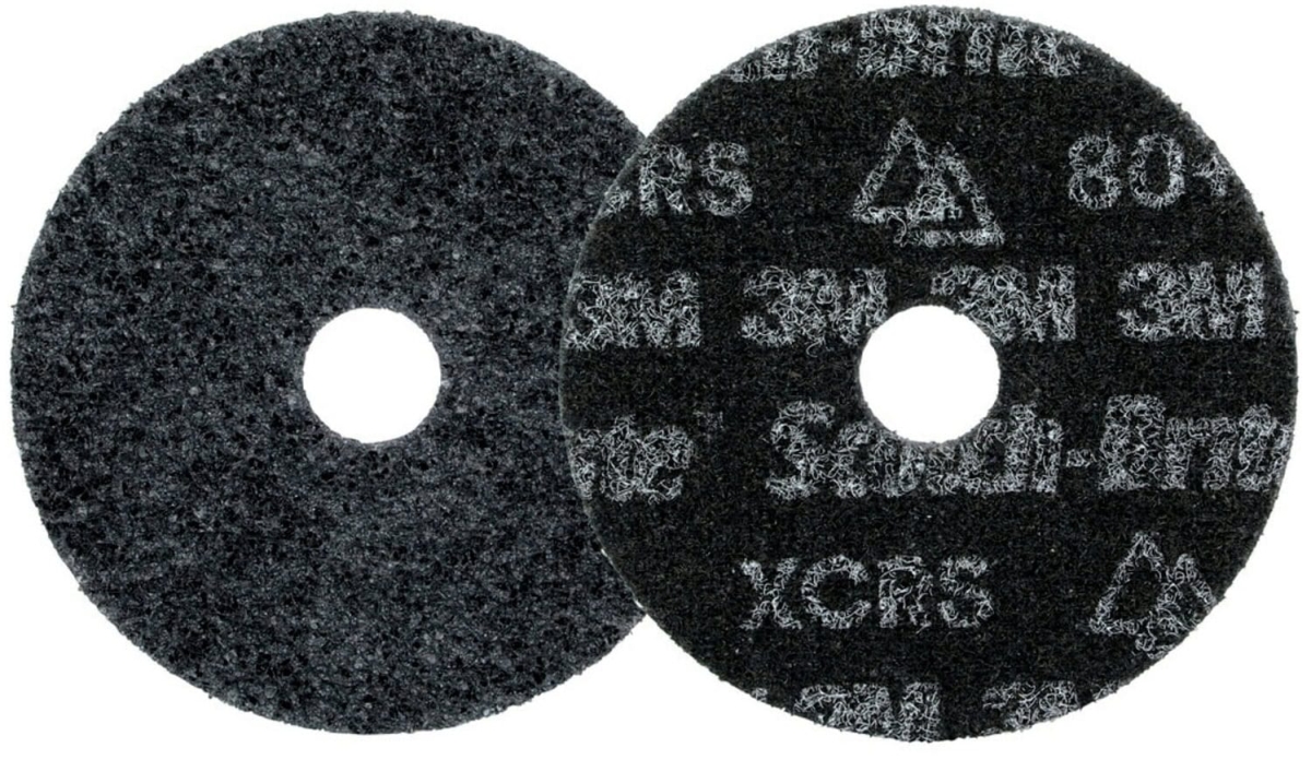 3M™ Scotch-Brite™ HD-DH Präzisions-Vliesscheibe HDDH9474, Ø 125 mm x 22 mm, 80+, K, Sehr grob, Schwarz, 12.000 U./Min., Kletthaftend, Mit Zentrierloch, Für Abtrags- und Finisharbeiten