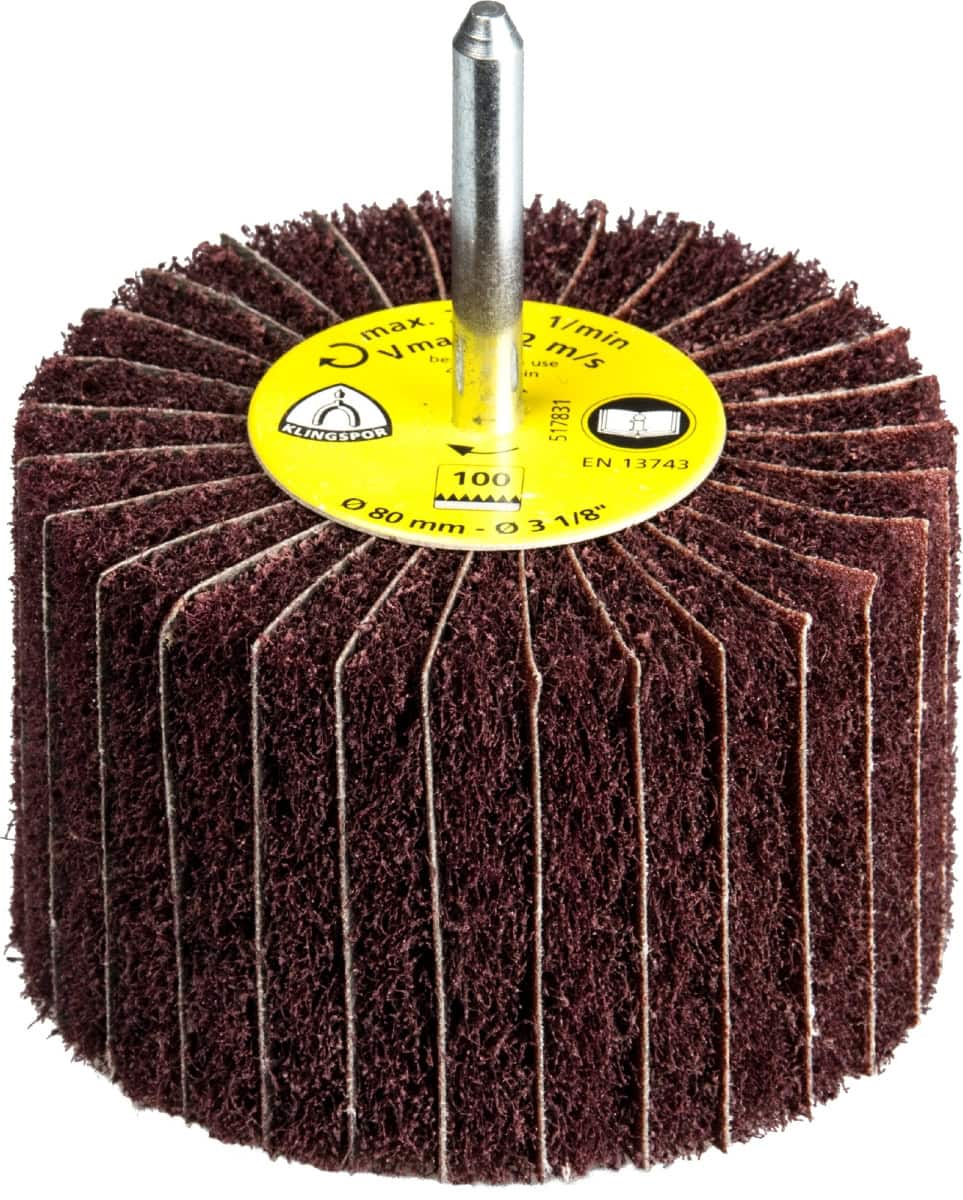 KLINGSPOR NCS 600 Vlies Schleifmop 258939, Ø 60 x 30 mm, Schaft: 6 mm, P240, A, Sehr fein, Rotbraun, 10.200 U./Min., Aluminiumkorn, Für Reinigungs- und Finisharbeiten