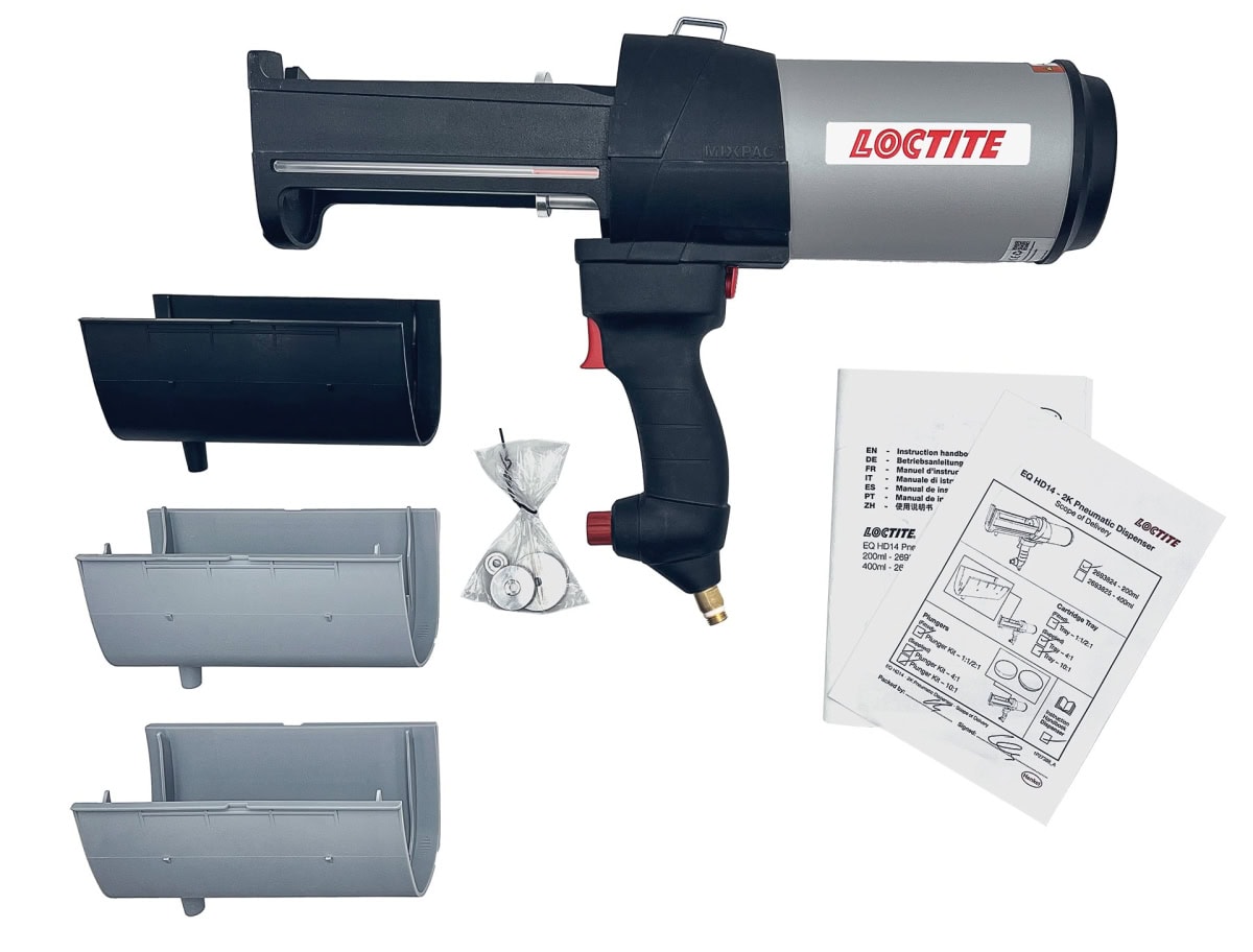 Henkel™ Loctite®  Druckluft 2K Auftragsgerät EQ HD 14, 2693824, 1:1 / 2:1 / 4:1 / 10:1, für 200 ml Kartuschen, inkl. Umbausätze für alle Mischungsverhältnisse