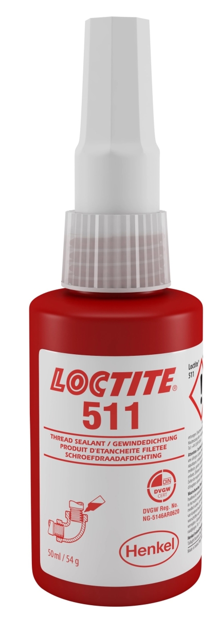 Henkel™ Loctite® 511 Gewindedichtung, 50 ml Akkordeonflasche, Weiß, 234257, Zum Sichern und Dichten aller Metallverschraubungen bis M80/R3"