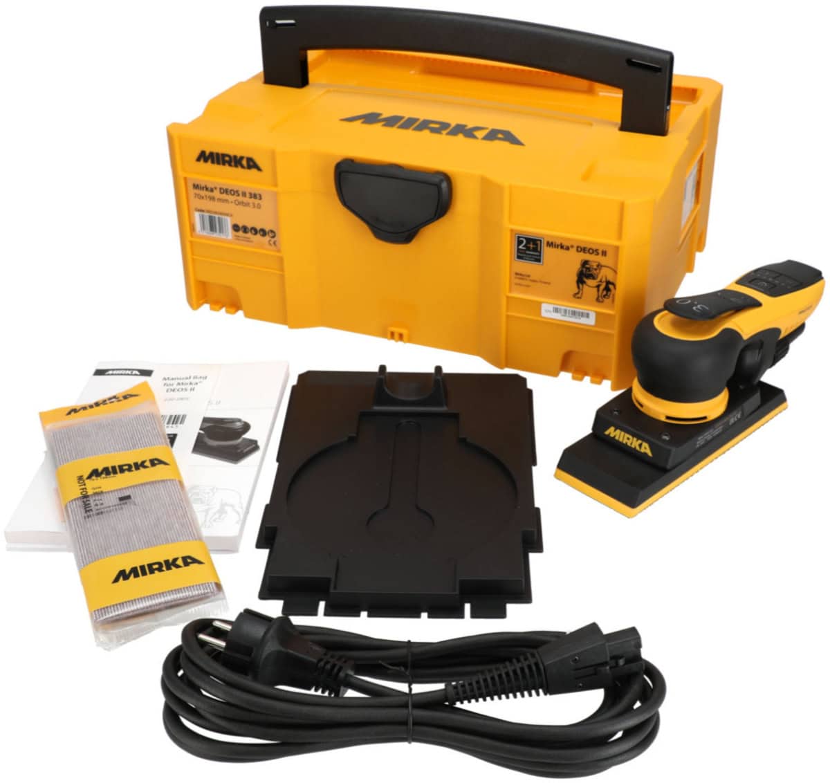 Mirka® DEOS II 383 Elektro Schwingschleifer MID3834044CA, 70 x 198 mm, 3 mm Schleifhub, Zentralabsaugung, 240V, 0,4 PS / 300 Watt, Externe Absaugung