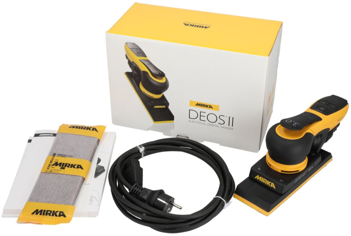 Mirka® DEOS II 383 Elektro Schwingschleifer MID3834044, 70 x 198 mm, 3 mm Schleifhub, Zentralabsaugung, 240V, 0,4 PS / 300 Watt, Externe Absaugung