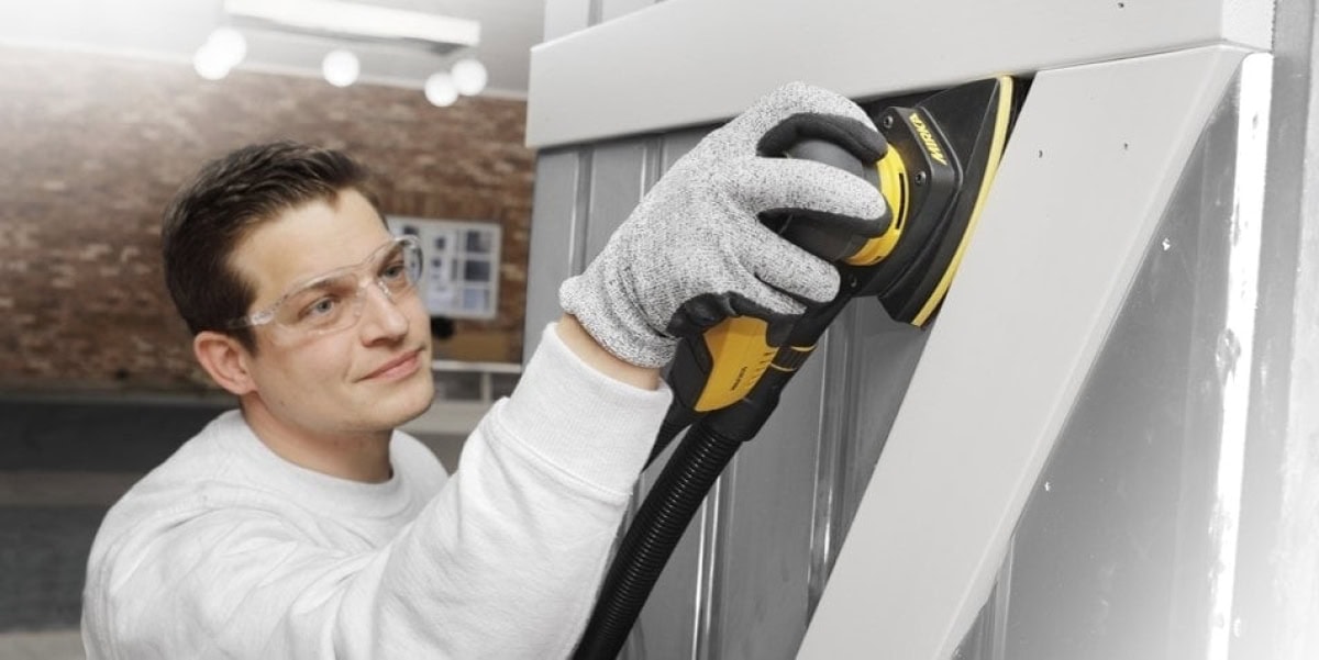 Mirka® Gold 2366909912, Ø 90 mm x 93 mm x 93 mm, P120, 6-fach Gelocht, Kletthaftend, Delta Schleifscheibe mit Aluminiumkorn