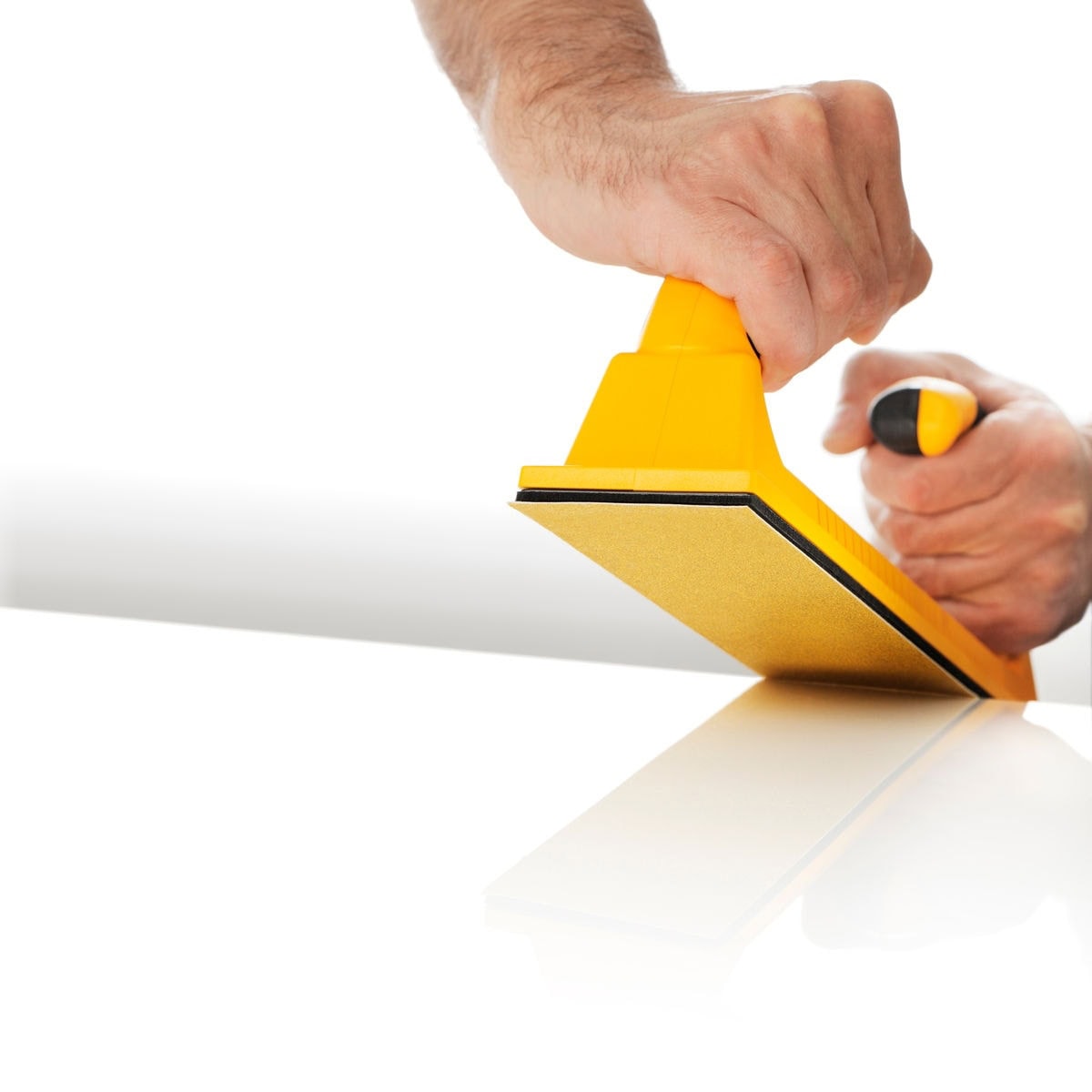Mirka® 8391155111, 70 mm x 400 mm, Hart, 53 Löcher, Gelb, Kletthaftend, Handfeile mit Absaugung, Ideal zum Schleifen von dünnen Flächen