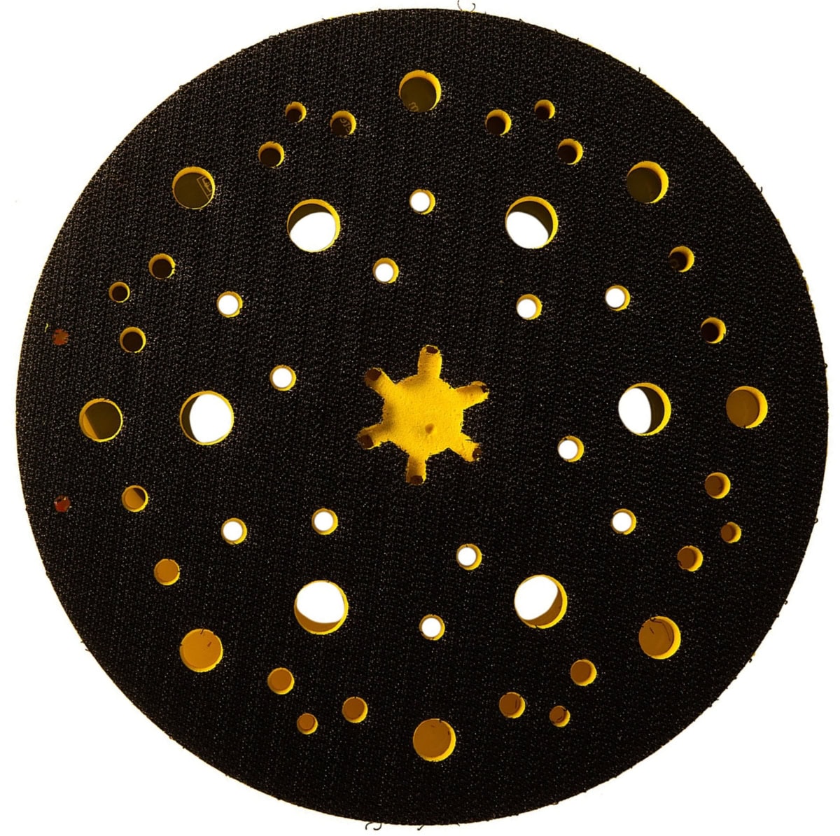 Mirka® 8292605011, Ø 150 mm, 5/16" Gewinde, Medium, 48 Löcher, Kletthaftend, Universal Schleifteller für Lochsysteme: 6-fach, 7-fach, 15-fach gelochte, Multilochung und Gitternetzscheiben