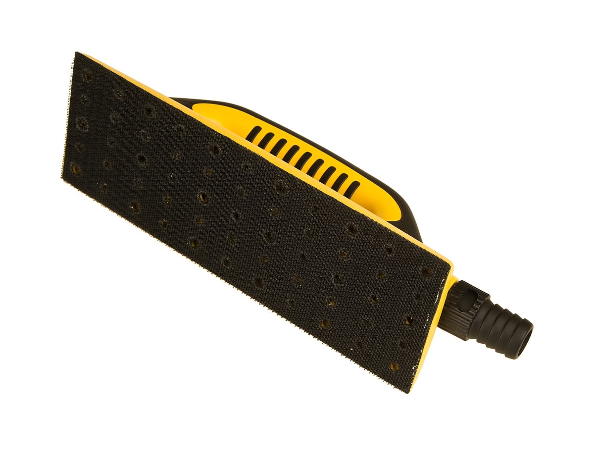 Mirka® 8391200111, 80 x 230 mm, 55 Löcher, Gelb, Kletthaftend, Handblock Handy mit Absaugung und Bügelgriff