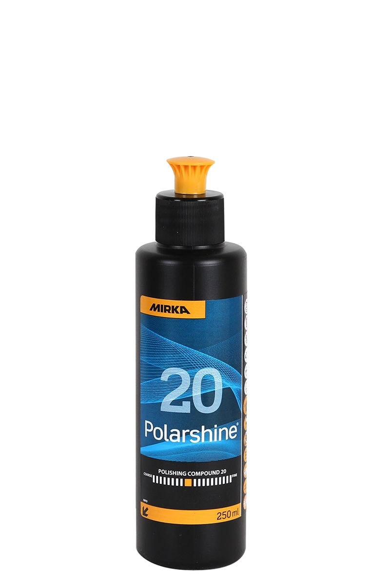 Mirka® Polarshine 20 7992002511, 250 ml, Mittelgrobe Politur ideal für die Entfernung von Kratzern und bearbeiten von frischen Lacken